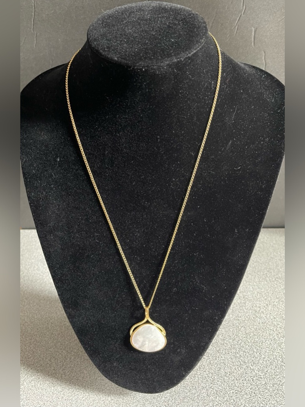 Gold Toned Pendant Necklace with White Mother-of-Pearl